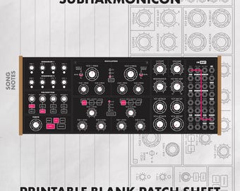 Moog Subharmonicon Blank Patch Sheet Printable PDF | Semi-Modular Synth Patch Notes Template, 7x11 Print-at-Home Diagram, Grey Linework