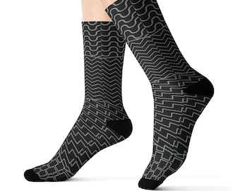 Sound Waves Crew Socks Electronic Music Waveform Pattern Studio Wear