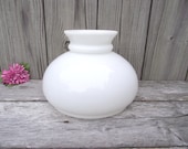 Antique MILK GLASS Lamp SHADE Victorian Parlor 7 quot fitter Oil Kerosene Gas - Replacement Globe Lampshade Light - White Milkglass Flat Top 2