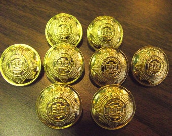 British Army The Devonshire Regiment Buttons King's Crown Military Battle Royal - Set of 8 Metal Button Gold