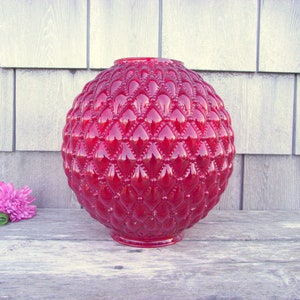 Antique Ruby Red Glass Fenton Lamp Shade Victorian Quilted Diamond GWTW Oil Kerosene Gas Replacement Globe Light Lampshade Round Ball Orb image 2