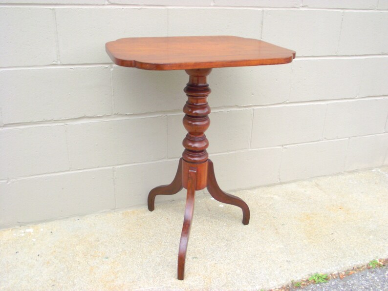 Antique Candlestick Tea Table 18th Century Walnut Pedestal Etsy