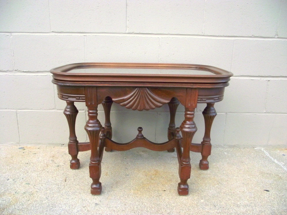 Antique Inlaid Butler Side End Coffee Tea Table Mahogany Etsy