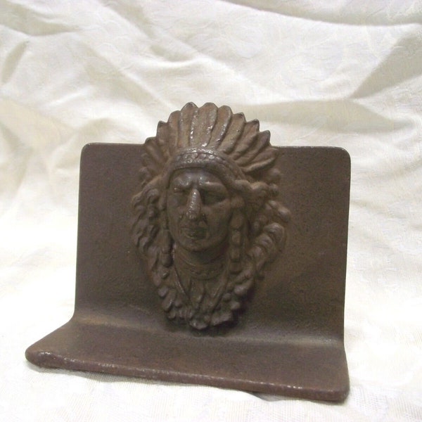 Native American Indian Chief Cast Iron Bookend