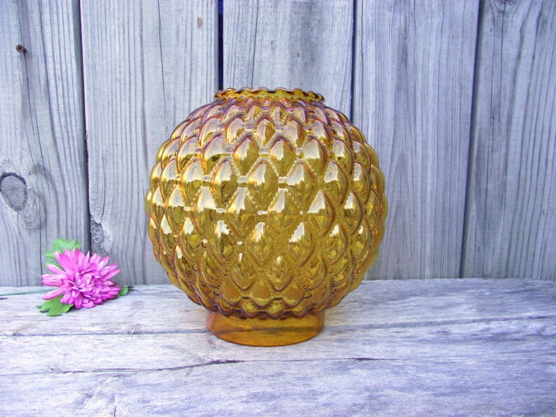 Antique Amber Fenton Glass Lamp Shade Victorian Quilted Diamond Gwtw Oil Kerosene Gas Replacement Globe Light Lampshade Round Ball Orb