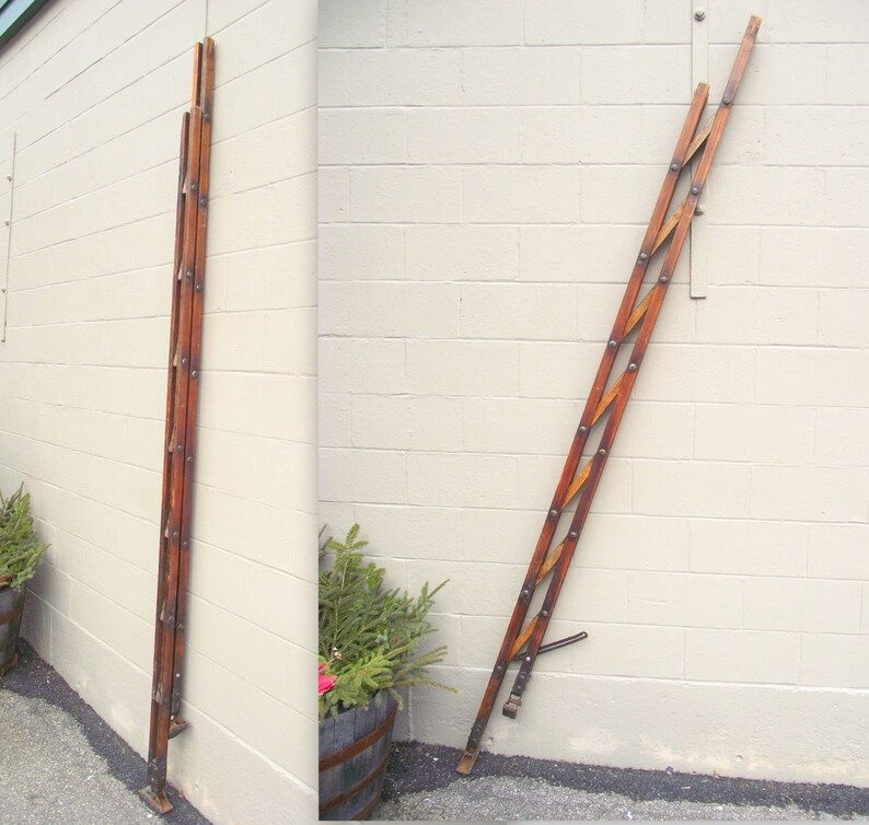 Antique Folding Fireman's LADDER Wooden Carry Pole Stick Etsy