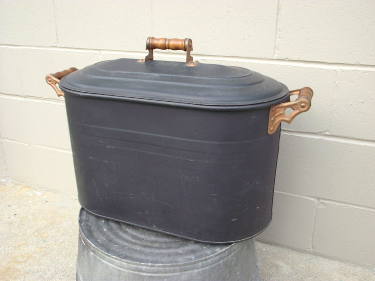 Antique Double Wash Tub Boiler with Lid Primitive Rustic Etsy