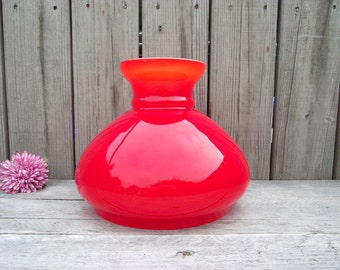 Orange Red Lamp Shade Vianne French Glass Parlor Student Aladdin - Replacement - Cased Opal Milk Glass Globe Lampshade - 9" fitter