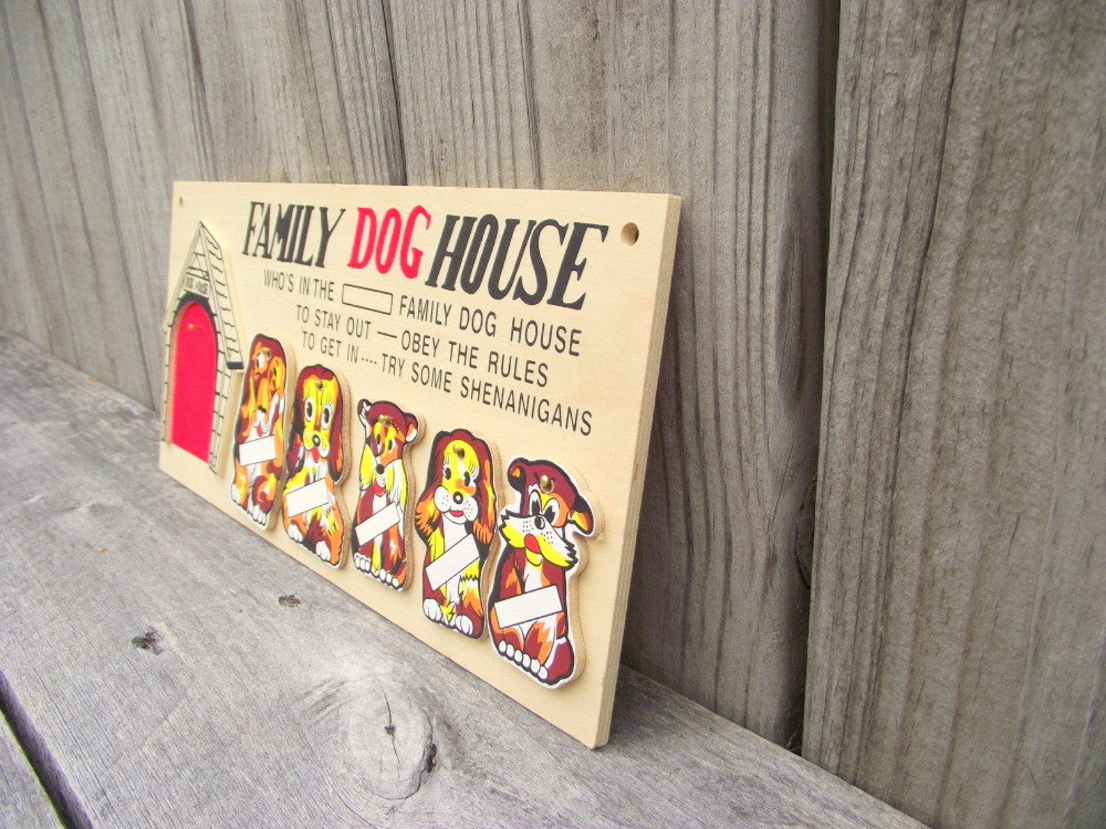 Vintage Family Dog House Wall Plaque Sign In the Dog House Etsy