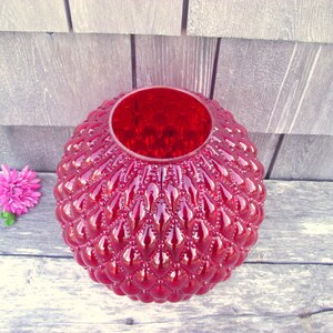 Antique Ruby Red Glass Fenton Lamp Shade Victorian Quilted Diamond GWTW Oil Kerosene Gas Replacement Globe Light Lampshade Round Ball Orb image 3