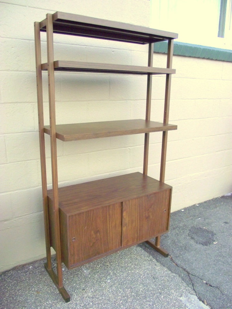 Mid Century Modern Bookshelf Stereo Hutch Record Shelf Display Etsy