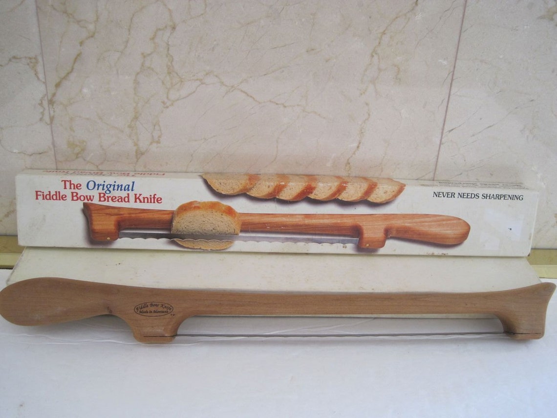 Vintage Fiddle Bow Oak Bread Knife In Original Box Montana USA Etsy
