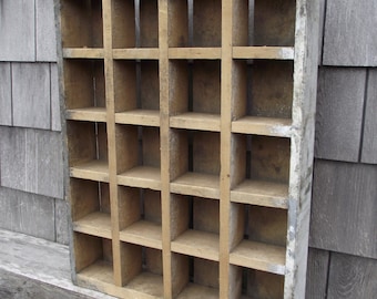 Rustic Apothecary Shelf - Primitive Wooden Bottle Crate - Divided Storage Box Wall Hanging Cubbie - Solid Wood Spice Box - Home Decor