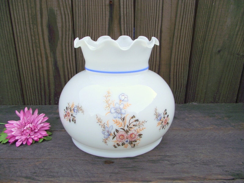 Abat-jour Verre Transparent Vintage à Motif Floral - Pour Lampe Hurricane Style Rétro