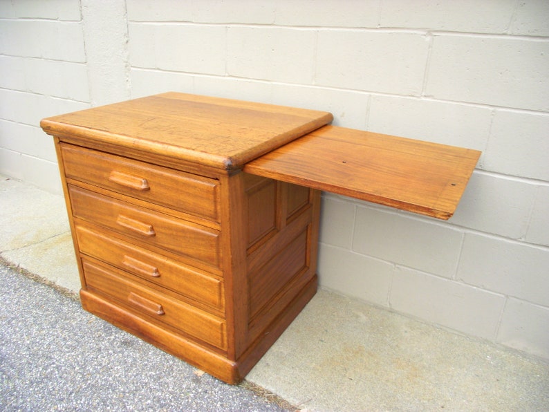Sale Antique Walnut Office Chest Of Drawers With Desk Pull Etsy