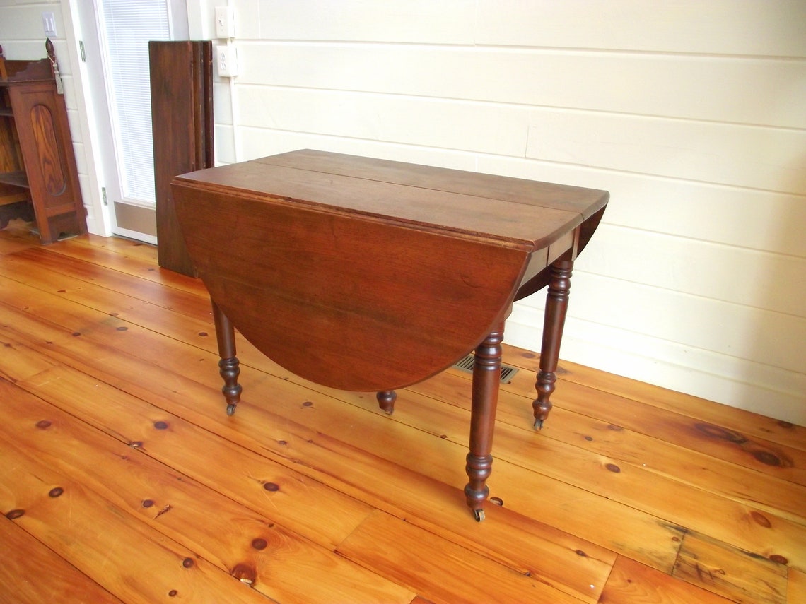Antique Walnut Drop Leaf Table 94 Long Dining Kitchen Etsy
