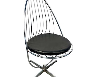 Mid-Century Modern Swedish Swivel Egg Chair in Chrome by Arne Dahlén, Vintage Silver Floating Egg MCM Sculptural Chairs,  3 available