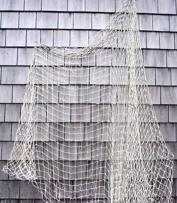 authentic nautical fish net Authentic Fish Net 10' x 10' Vintage Fishing Netting Reclaimed Nautical  Beach Coastal Ocean Themed Party Decoration