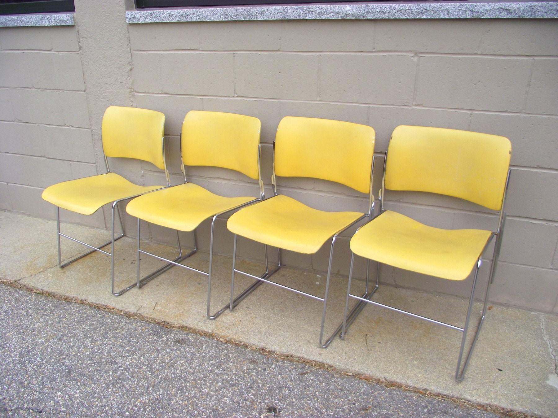 4 Vintage David Rowland Chairs 40 4 Stacking Office Chairs Etsy