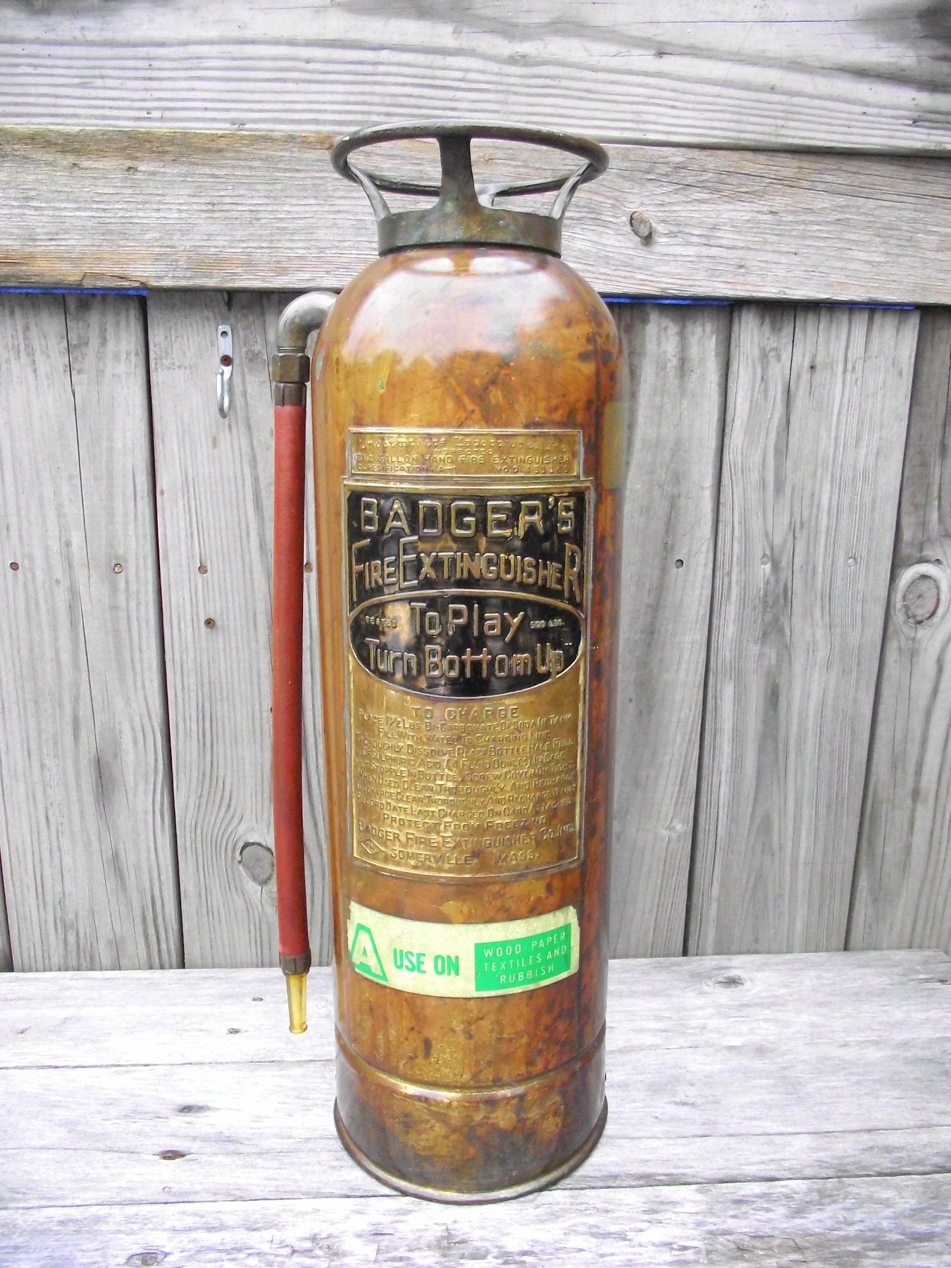 Fire Extinguisher Copper BRASS Industrial Chic Soda Acid Badger's