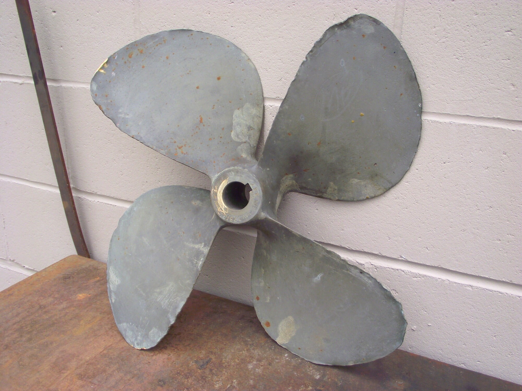 Authentic 21in Hytorq Brass Ship Propeller Antique Maritime Fishing Vessel Nautical Industrial Salvage Beach House Seashore Cottage Decor