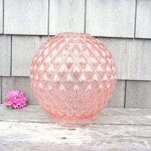 Antique PINK Glass Fenton Lamp Shade Quilted Diamond GWTW - Victorian ...
