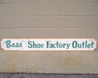 6 FOOT - Vintage Advertising Sign - BASS Shoes - Hand Painted Wood - Hanging Retro Shoe Store Repairman Shoemaker Cobbler All ORIGINAL