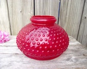 Antique Ruby Red Fenton Glass Hobnail Parlor Lamp SHADE - 7 quot fitter - Replacement Student Globe - Lampshade Light - GWTW Oil Kerosene Gas
