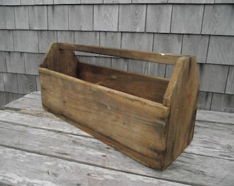 Large Antique Carpenter's Tote - Primitive Wooden Tool Box Carrier