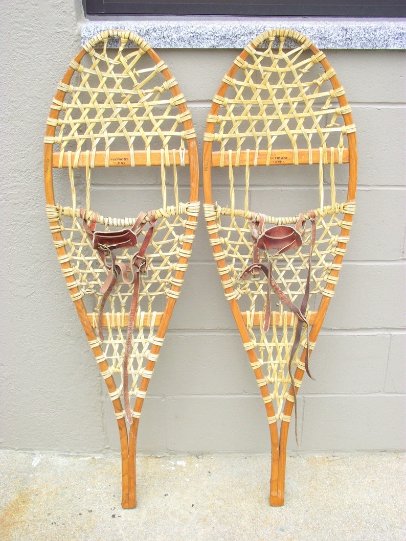 Vermont Tubbs Wood Snowshoes and bindings Rustic Lodge Ski Etsy