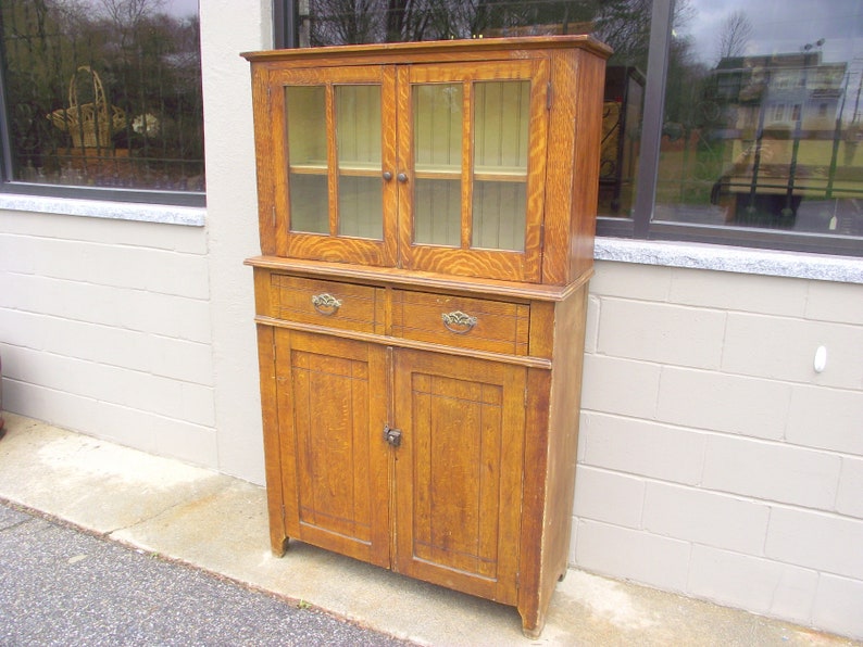Sale Antique Primitive Cupboard Hutch Cabinet Kitchen Etsy