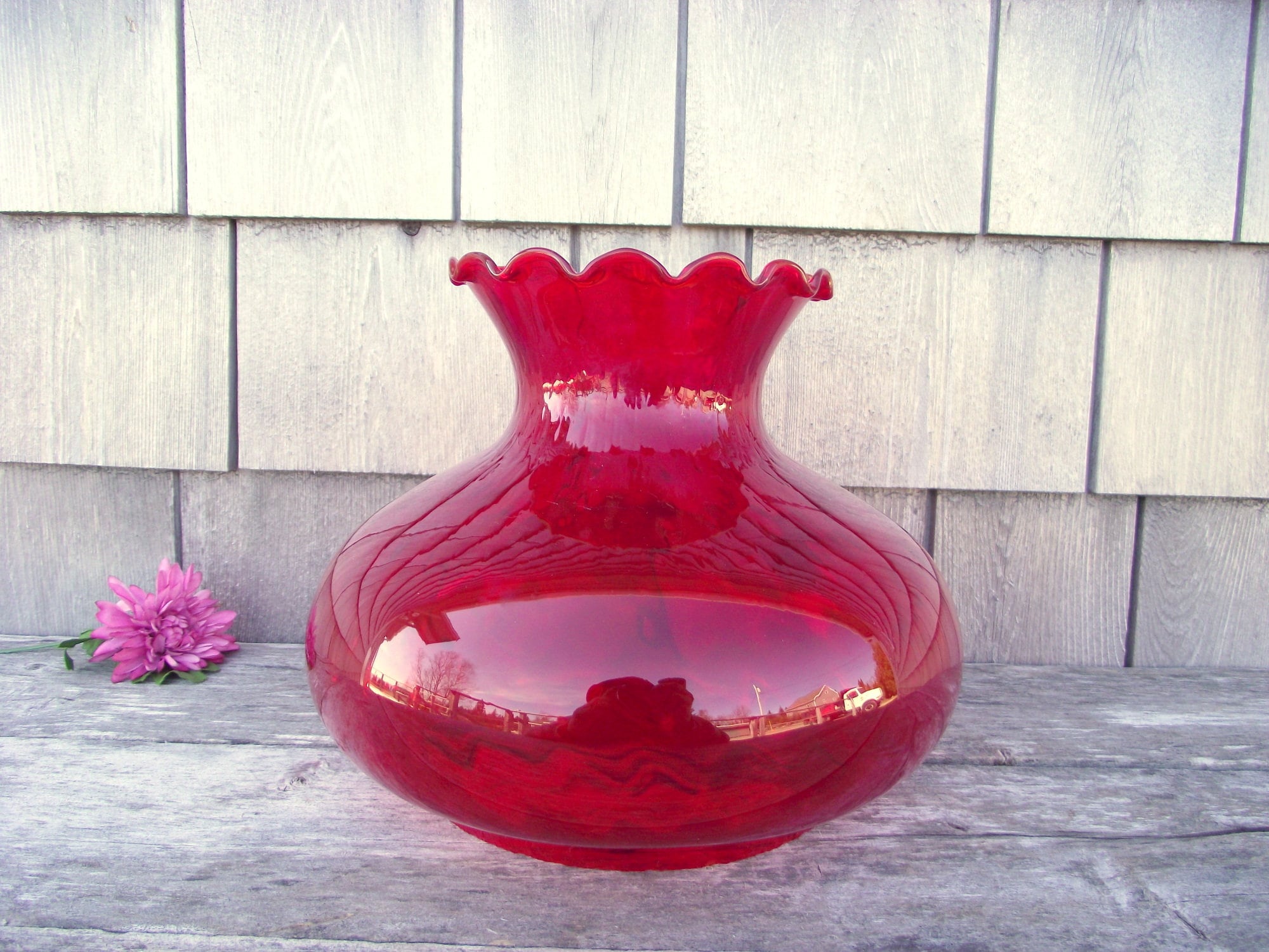 Vintage Amberina Oil Lamp - Etsy