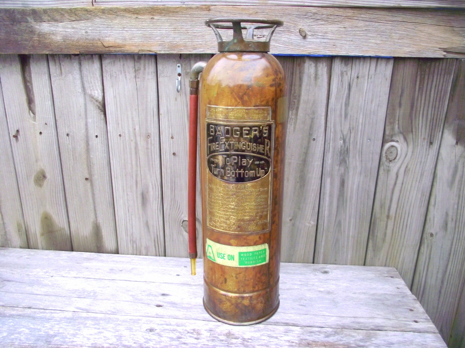Fire Extinguisher Copper BRASS Industrial Chic Soda Acid Badger