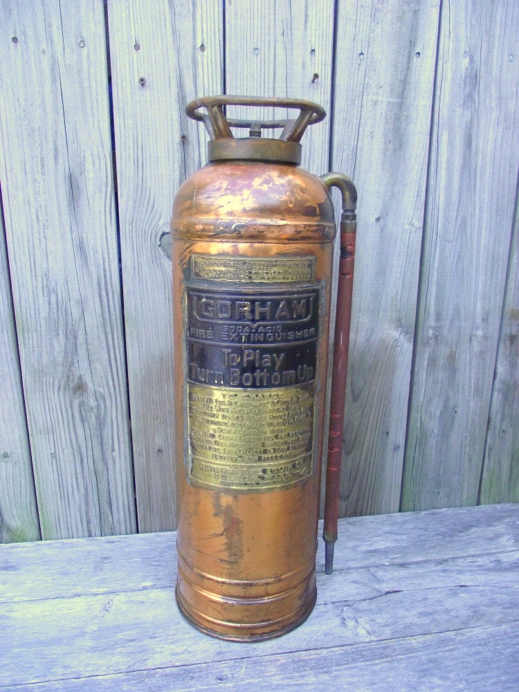Fire Extinguisher Copper and BRASS Industrial Chic - Soda Acid