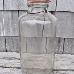 Rare ONE Gallon Canning Storage Jar Glass Bottle w/ Wire Bail + Lid -All Original - Cookie Jar Farmhouse Decor - Flour Sugar Dog Treats