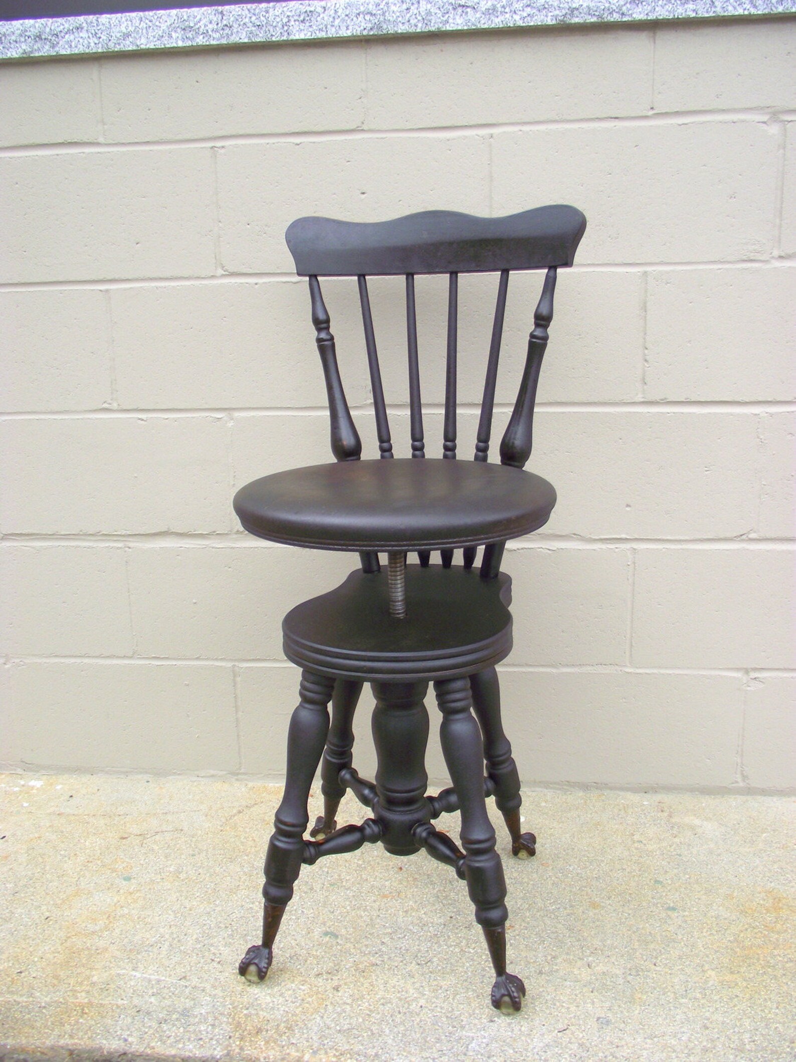 Antique Piano Stool Chair Eagle Claw Glass Ball Feet Solid | Etsy