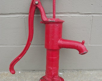 Antique Red W&B Douglas Cast Iron Manual Water Pump - OFF GRID Farm House - Primitive Industrial Decor -Garden Yard Art - Well Pitcher Pump
