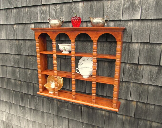 Teacup Tea Cup and Saucer Wall Shelf Jenny Lind Style 3 Tier Curio