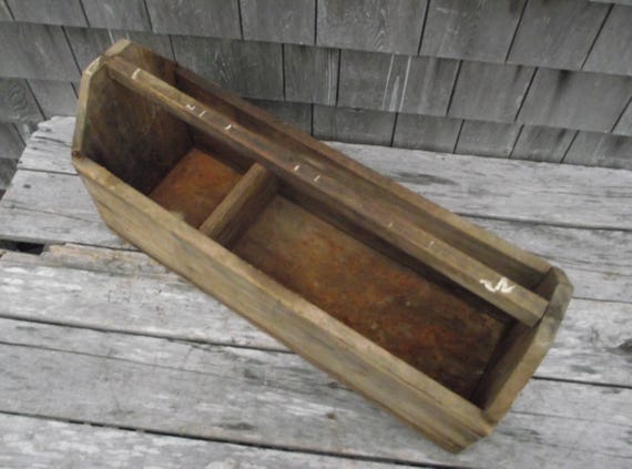 Large Antique Carpenter's Tote - Primitive Wooden Tool Box Carrier