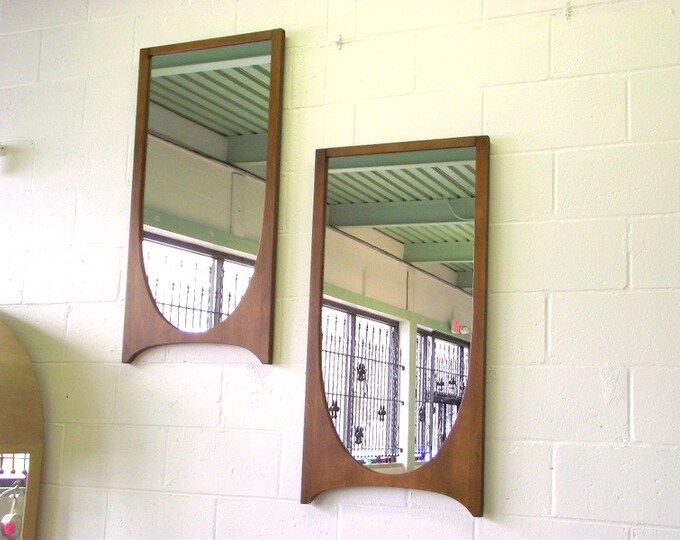 Mid Century Brasilia Mirror Danish Modern Broyhill Walnut Wall Mirror Only 1 Left Etsy