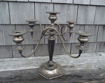 Vintage Antique Silver Candelabra Candle Holder - Victorian Era 5 Light CandleHolder Adelphi New York -Dinner Table Dining Light Centerpiece