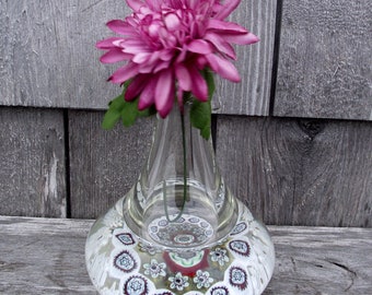 Millefiori Paperweight Art Glass Bud Vase