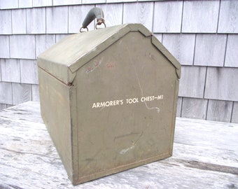 Vintage WW2 Military M1 GARAND ARMORER’S Tool Chest Box Storage Trunk - Equipment Chest All Original - Base Travel Army GI Green wwII