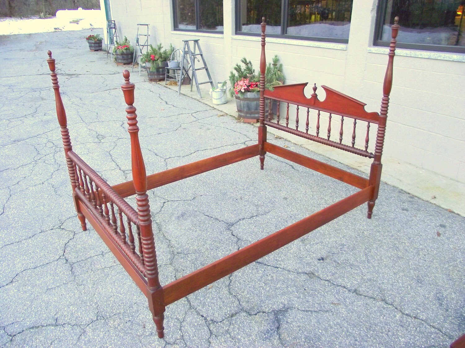 Antique FULL 4 Poster Colonial Spool Spindle Bed - Heirloom Jenny Lind ...