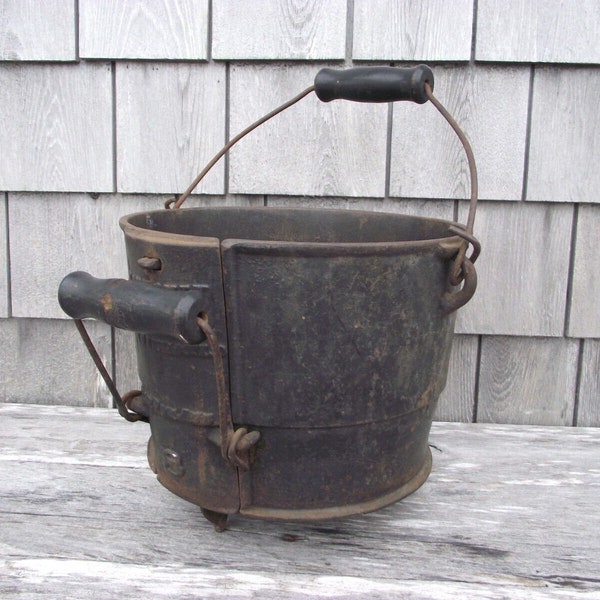 Antique Cast Iron Cauldron Pot Kettle 3 Footed Round Bottom -J H Day Co 1874 - Wash Pot yard decor fire pit porch decor Rustic Fire cook pot