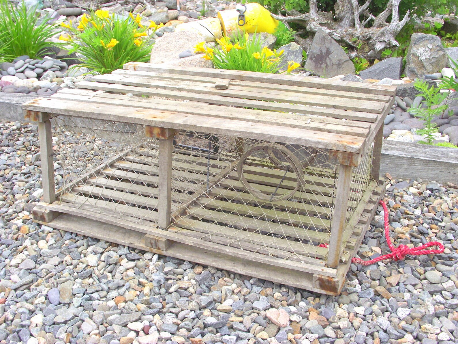 Weathered Wooden Lobster Trap Coffee Table Nautical Maine Etsy