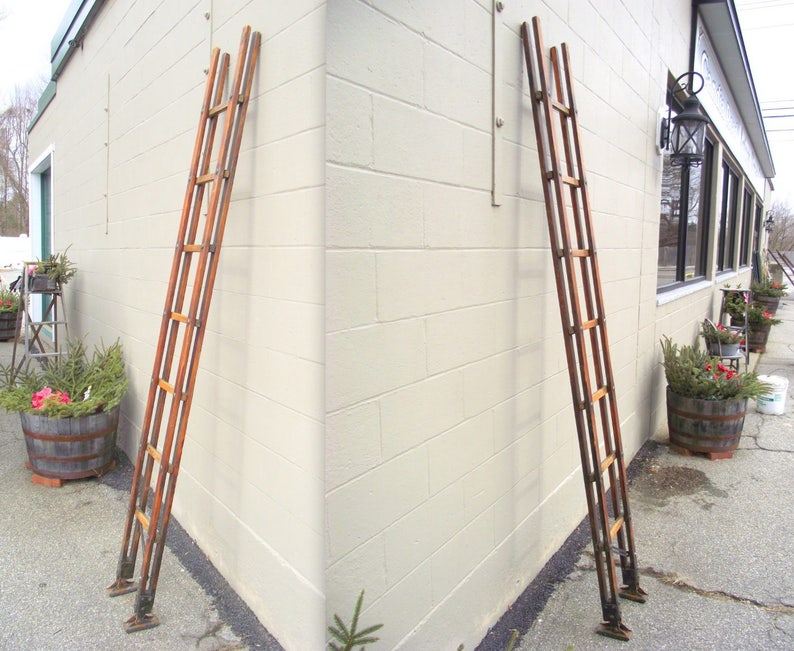 Antique Folding Fireman's LADDER Wooden Carry Pole Stick Etsy