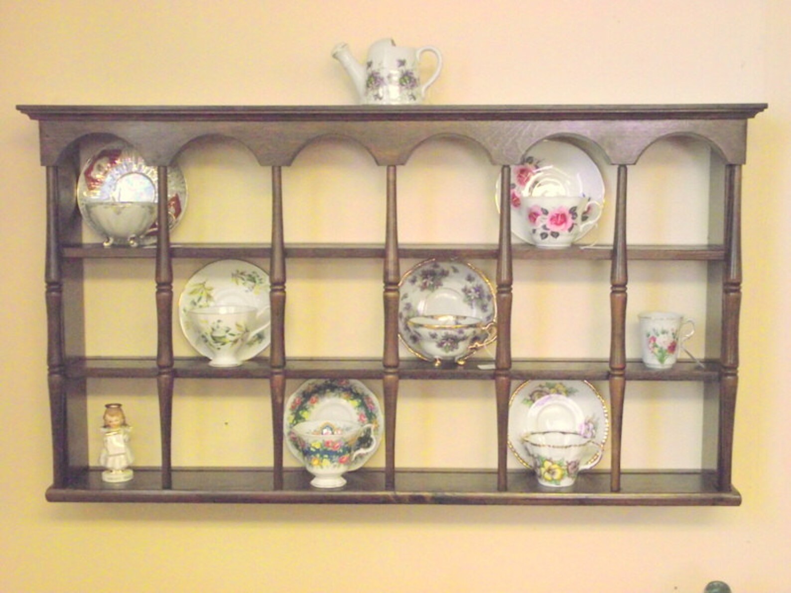 Wood Teacup Tea Cup & Saucer Shelf Curio Wall 3 Tier Display Etsy