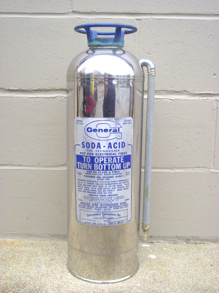 Fire Extinguisher Stainless Chrome Industrial Chic Soda Acid Etsy