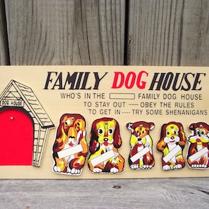 Vintage Family Dog House Wall Plaque Sign - In the DogHouse - American Retro - Gift - No Shenanigans Doghouse - Vintage 1962 Mfg. Dated